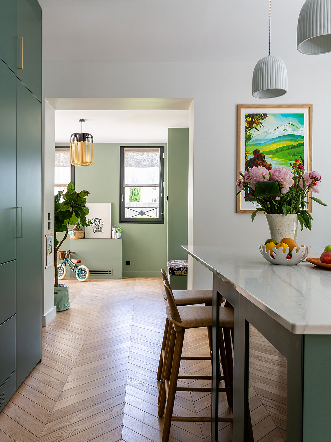 Green Cabinets - Contemporary - kitchen - Benjamin Moore Rosemary