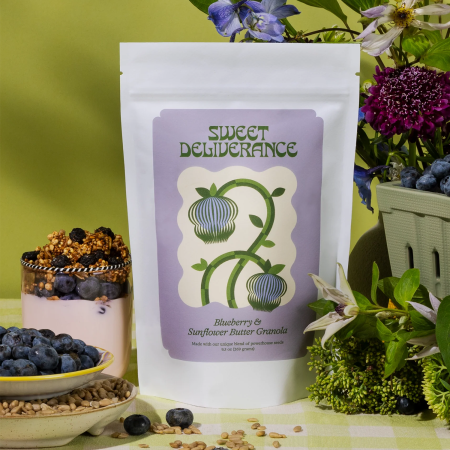  sweet deliverance blueberry and sunflower butter granola