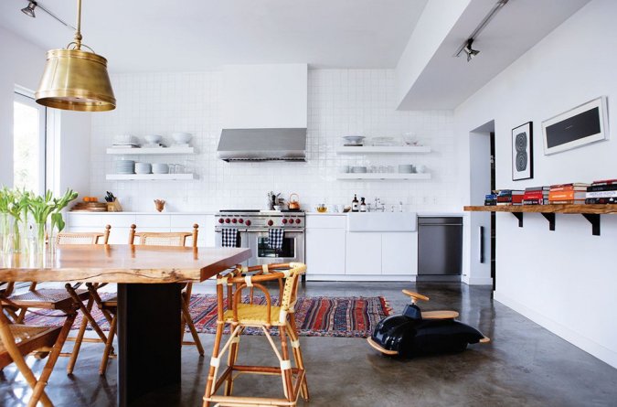 kitchen with open shelving