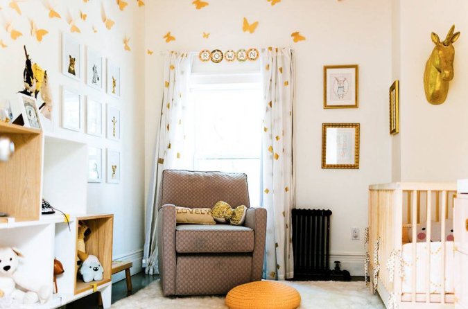 nursery room with butterflies on wall