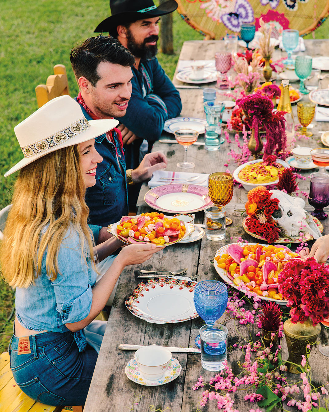 friends enjoying outdoor dinner