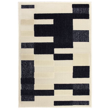 Abstract Blocks Area Rug in white and black