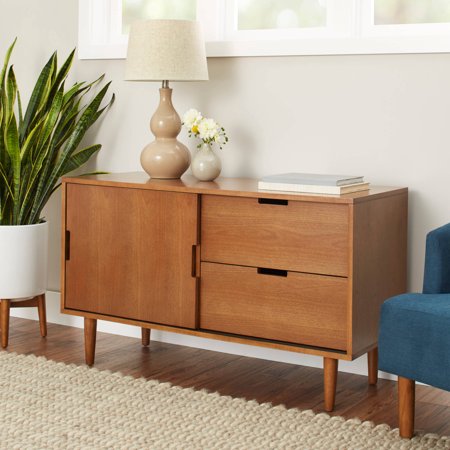 Flynn Mid Century Modern Credenza in medium tone wood