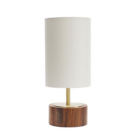 Walnut and Brushed Brass Touch Table Lamp