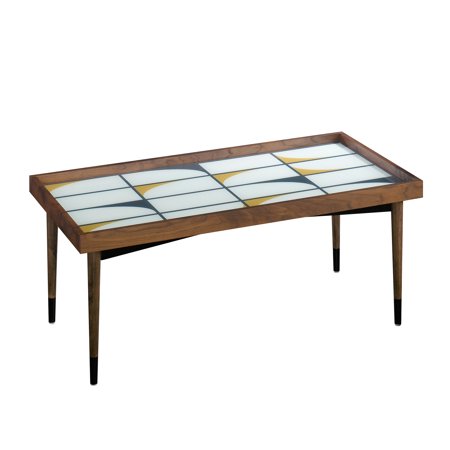 wood coffee table with decorative top