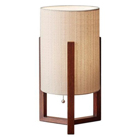 Quinn Table Lantern in wood and beige lamp shade