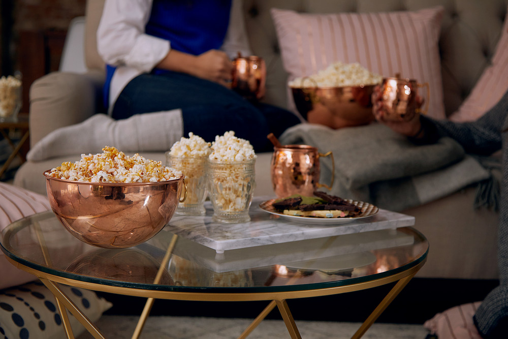 popcorn on a coffee table