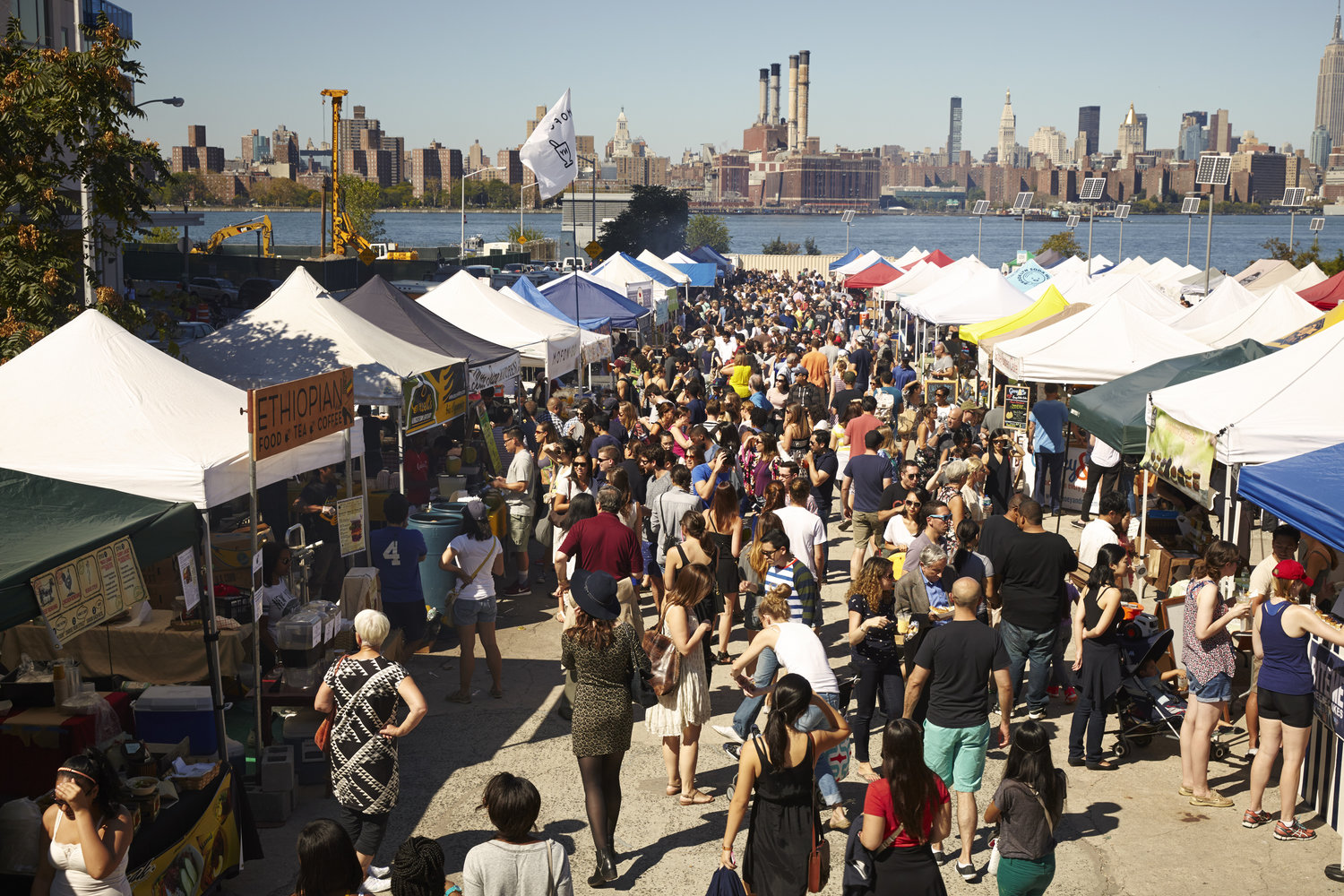 crowd at a street fare