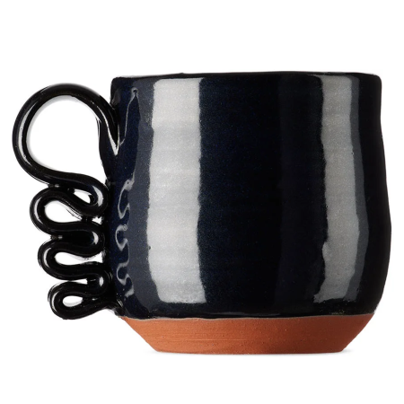  Black mug with ribbon handle