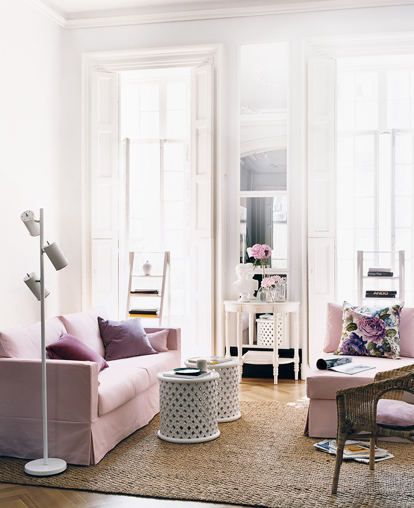 Purple and White Living room