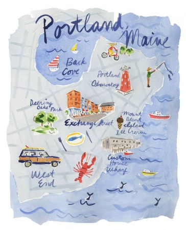 Portland Maine Travel Guide Illustrated Map