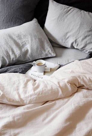 Linen Care Gray and Pink Bedroom