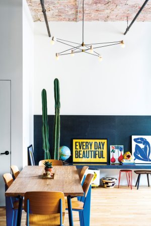 Black and White and Wood Dining room