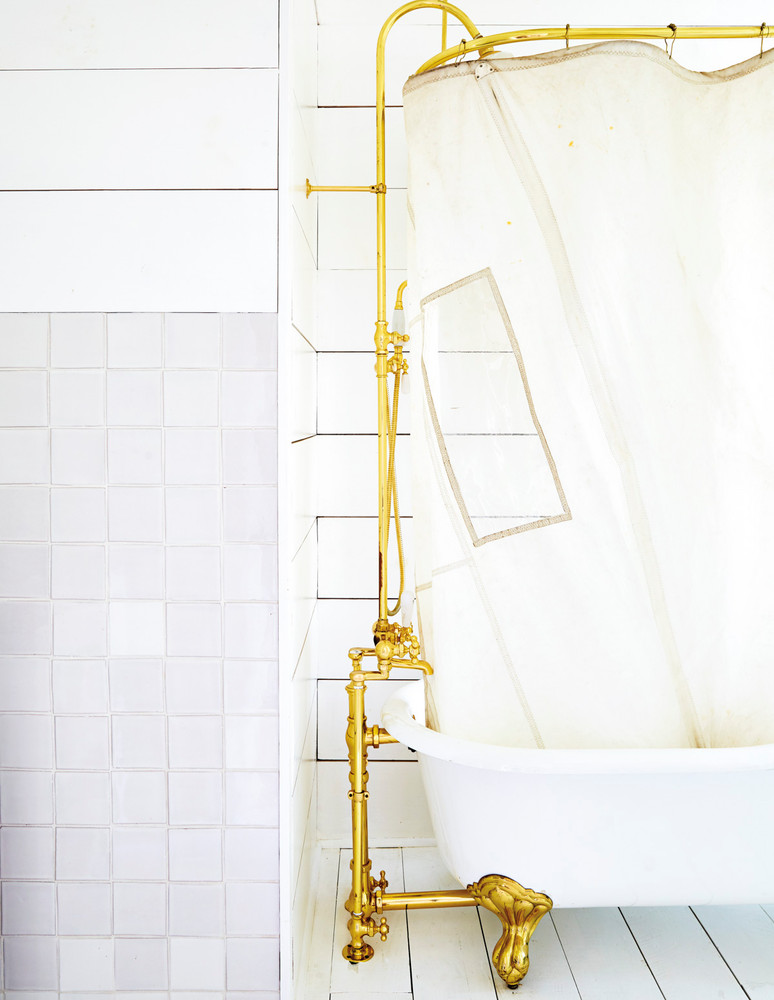 Gold and White Bathroom