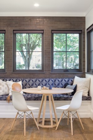 A Dutch Colonial Gets a New Life in Charcoal and White- kitchen nook