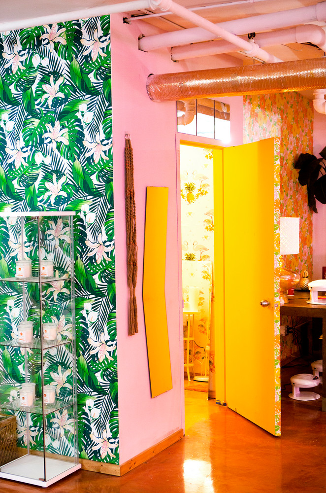 tropical wallpaper wild oleander nail salon