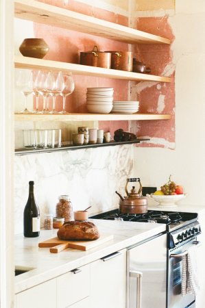 Pink and White Kitchen scribe winery