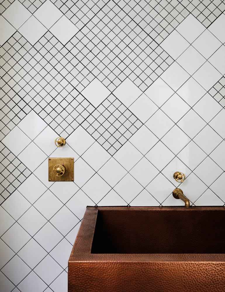 Bronze and Brown and White Bathroom