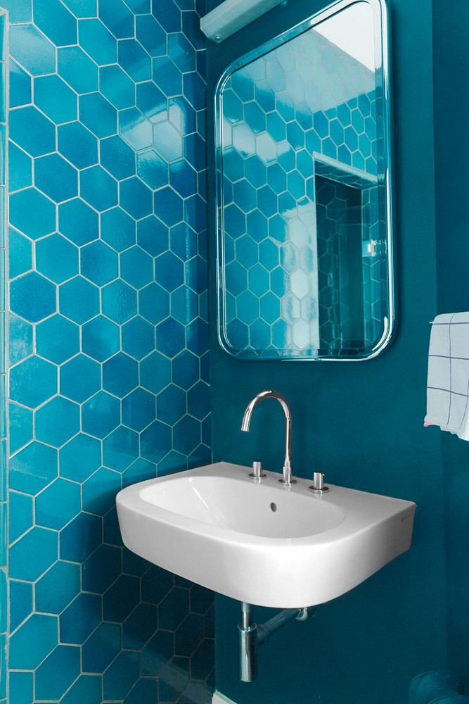 blue tile bathroom