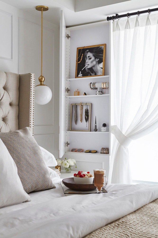 White Bedroom Built In Shelves