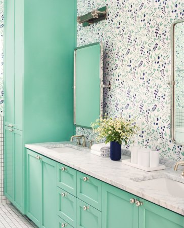 Green and White Bathroom