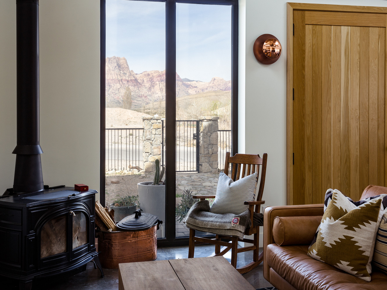 modern nevada home living room desert views