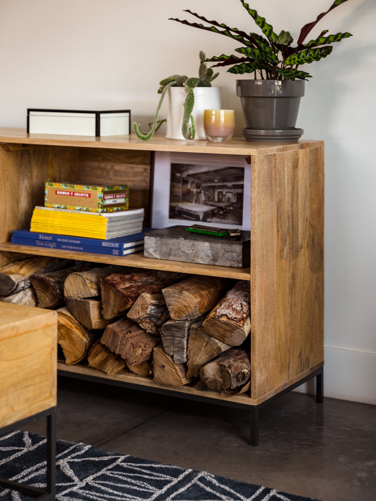 modern nevada home shelf firewood