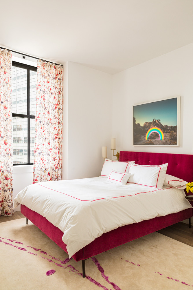 velvet pink accents in girls' bedroom