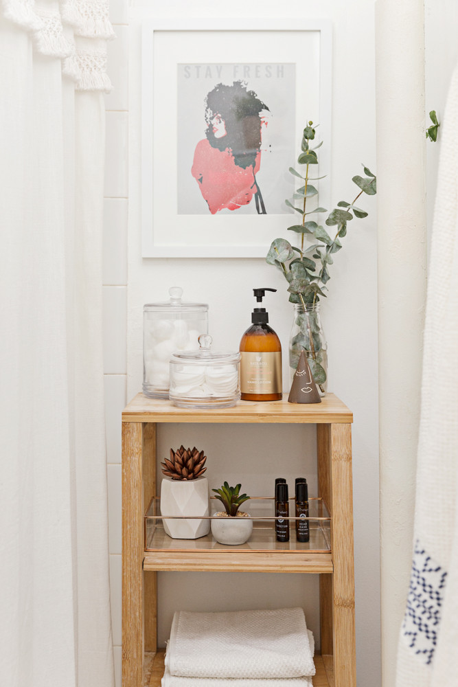 tiny bathroom shelving unit