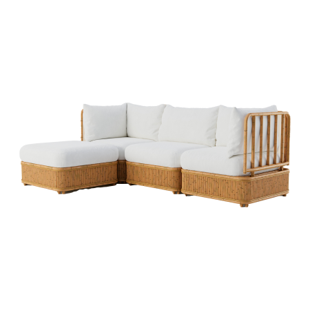  Natura Four Seat L-Shape Sectional with rattan frame