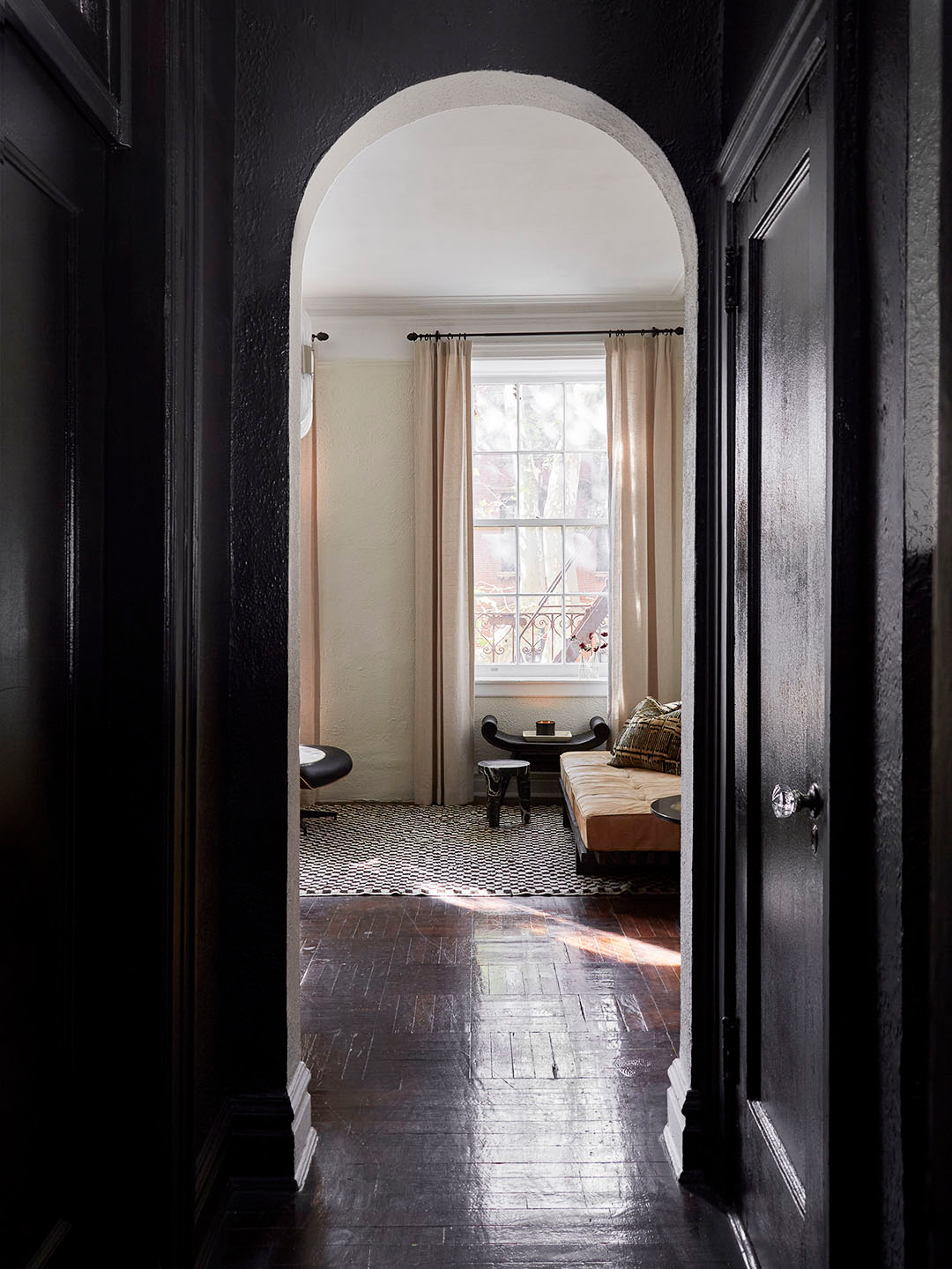 black painted hallway