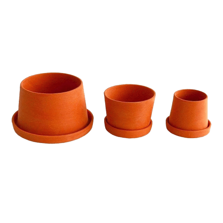  three terracotta planters