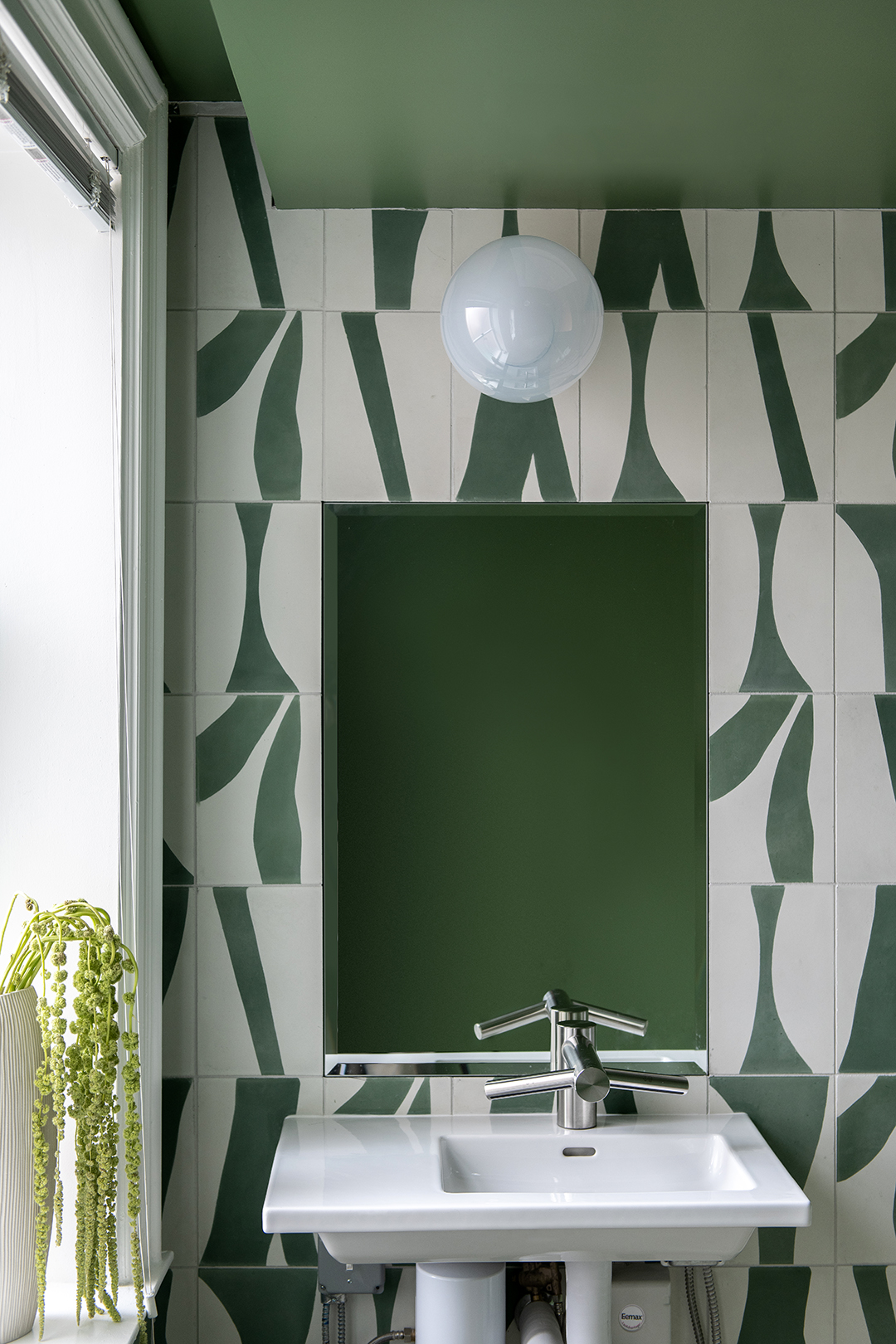 green tiled office