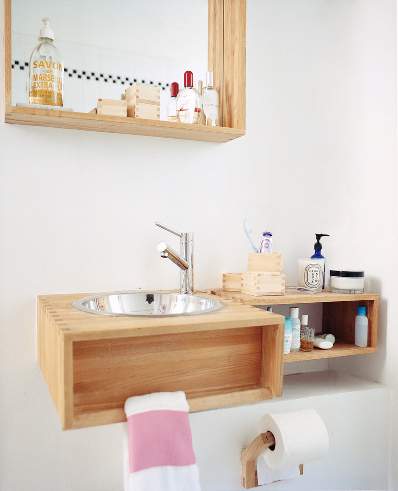 White and Wood Bathroom