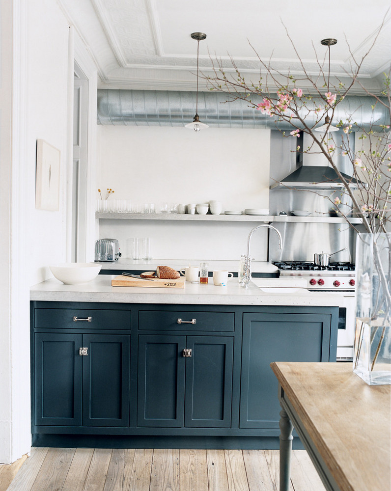 Jenna Lyons Black and White and Wood Kitchen