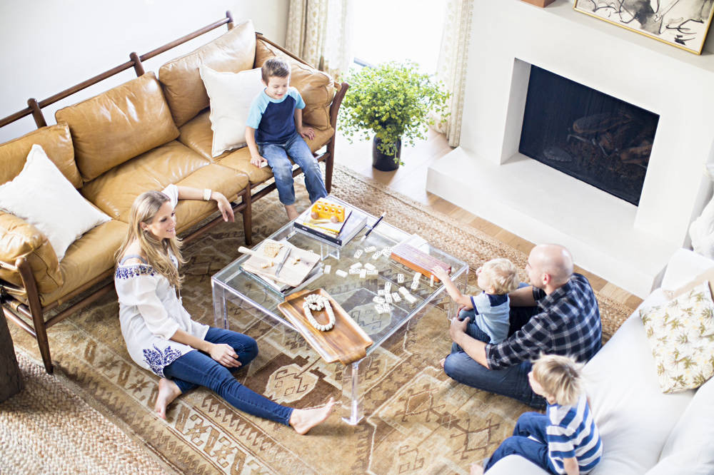 Lauren Liess Brown and Taupe and Yellow Living room