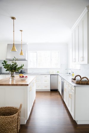 Best Nate Berkus Interiors Bronze and Brown and White and Wood Kitchen