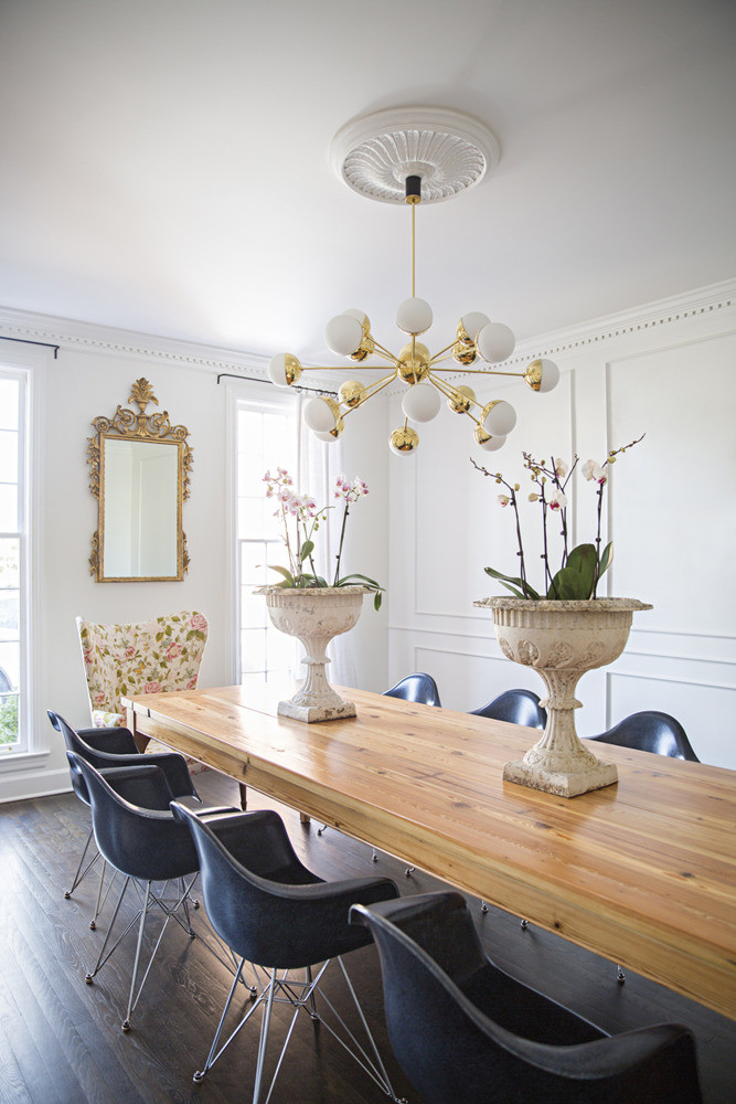 Brown and White and Wood Dining room