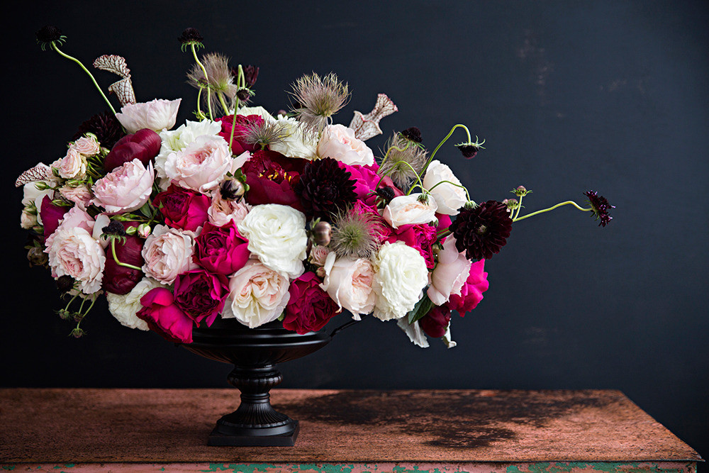 Black and Blue and Pink and Purple and White and Wood Flowers