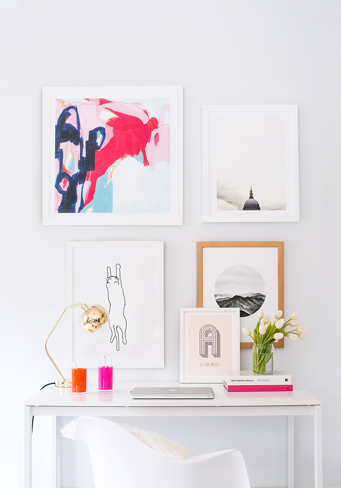 Pink and White Gallery Wall