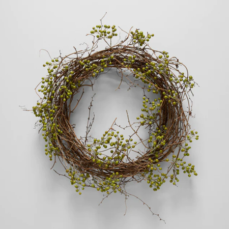  ECOFAUX GREEN ILEX BERRY WREATH