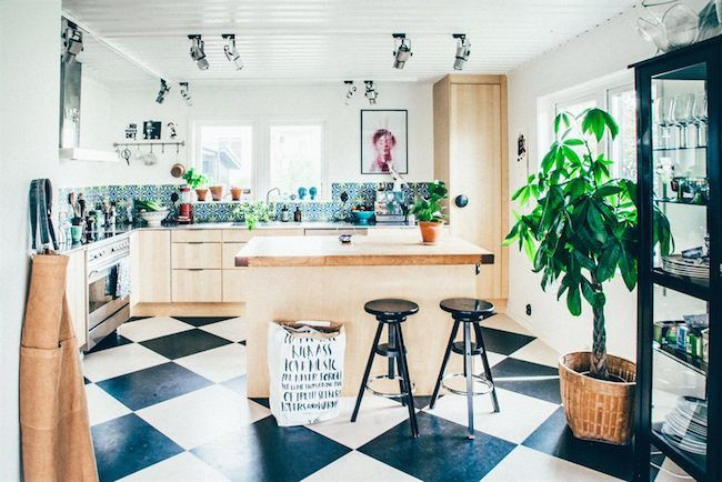 Scandinavian Home Black and White and Wood Kitchen