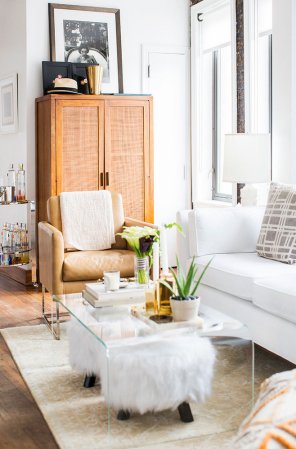 Brown and Clear and White Living room