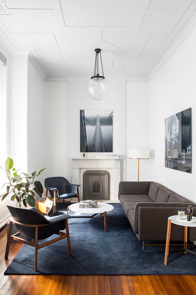 Black and Blue and White Living room