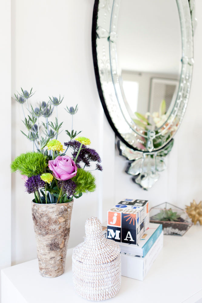 Bohemian Decor Green and Pink and White Flowers