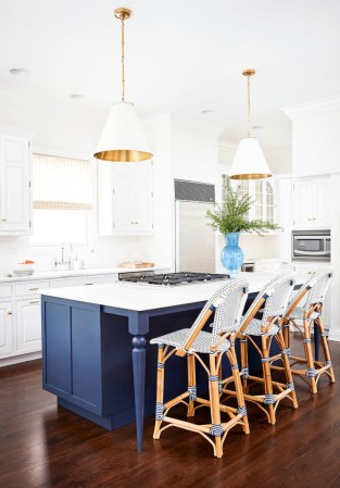 Blue and Gold and White Kitchen