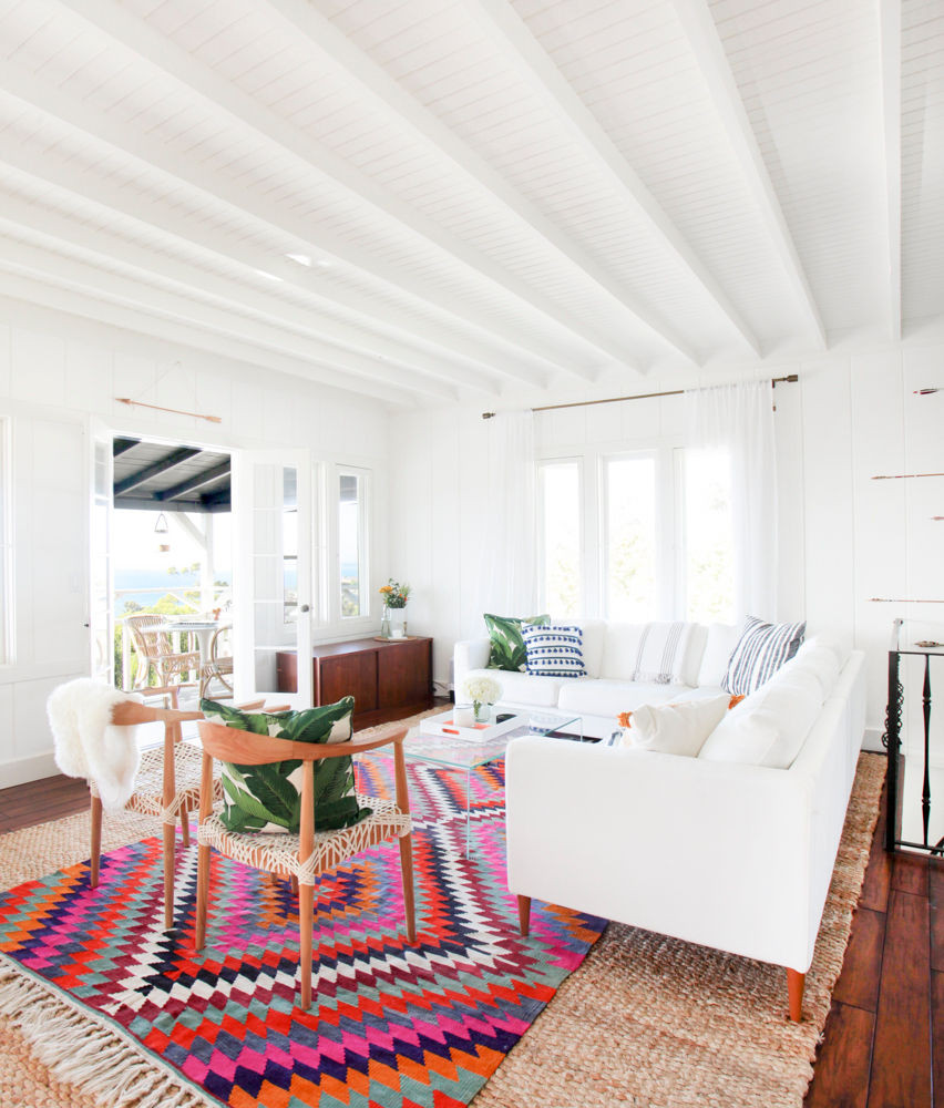 Pink and White Living room