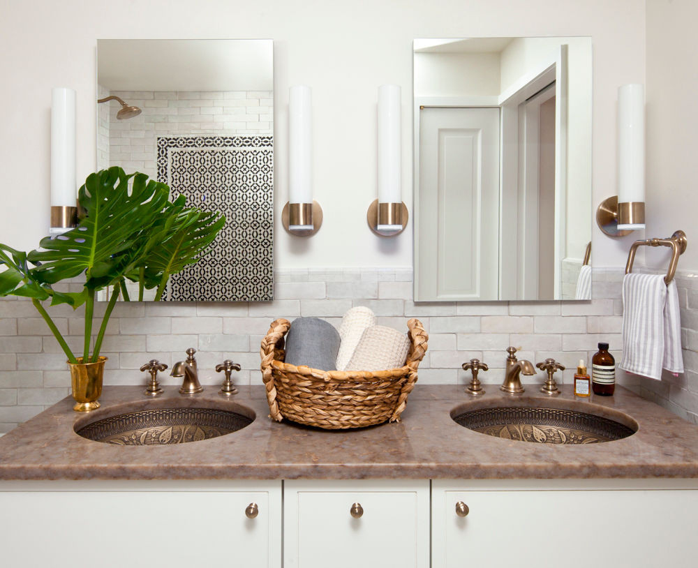 Brown and White Bathroom