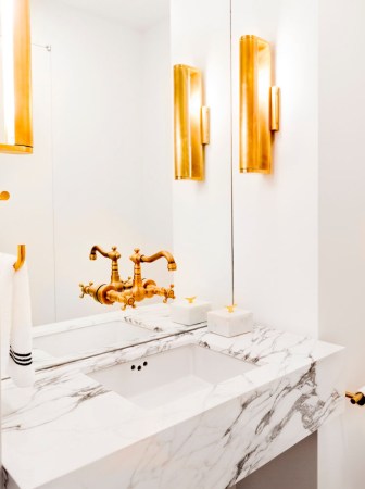 Gold and White Bathroom