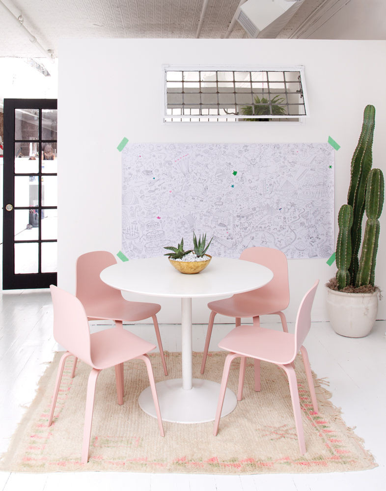 Pink and White Dining room